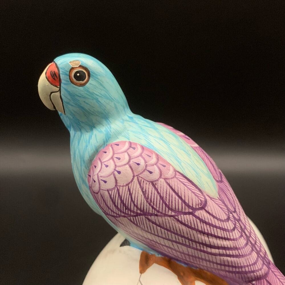 Mexican Folk Art Parrot Bird Hatching Egg Signed Art Sculpture Vintage